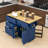 Farmhouse Rolling Kitchen Island with Drop Leaf, Storage Cabinet, Drawers, Power Outlet and 2 Stools-740859528
