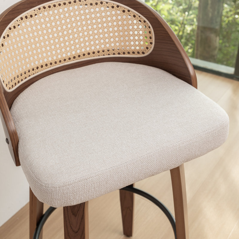 Templecorran Swivel Modern Swivel Counter & Bar Stools (Set Of 3), Counter Stool (25” Seat Height), Beige Linen