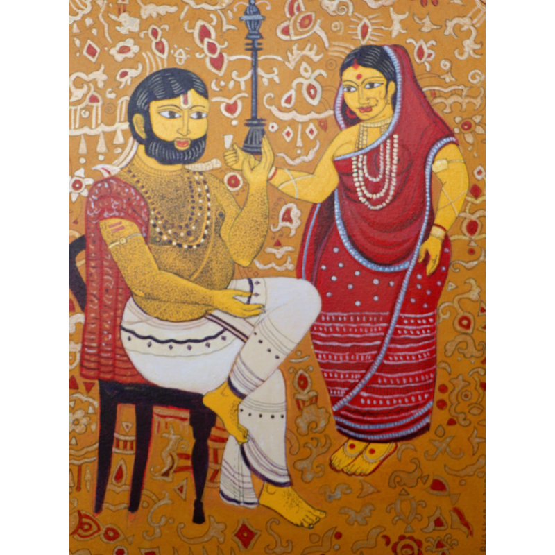 Hommage à Kalighat Pat-2 | Acrylique sur toile | Par Bhaskar Lahiri