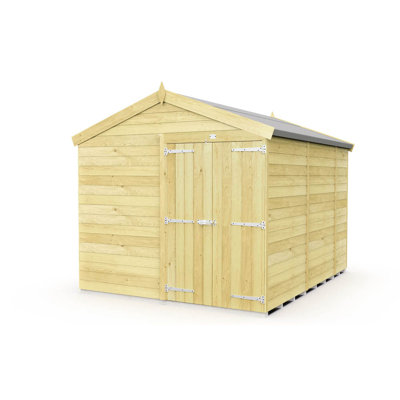 8ft x 11ft Apex Shed - Double Door without Windows