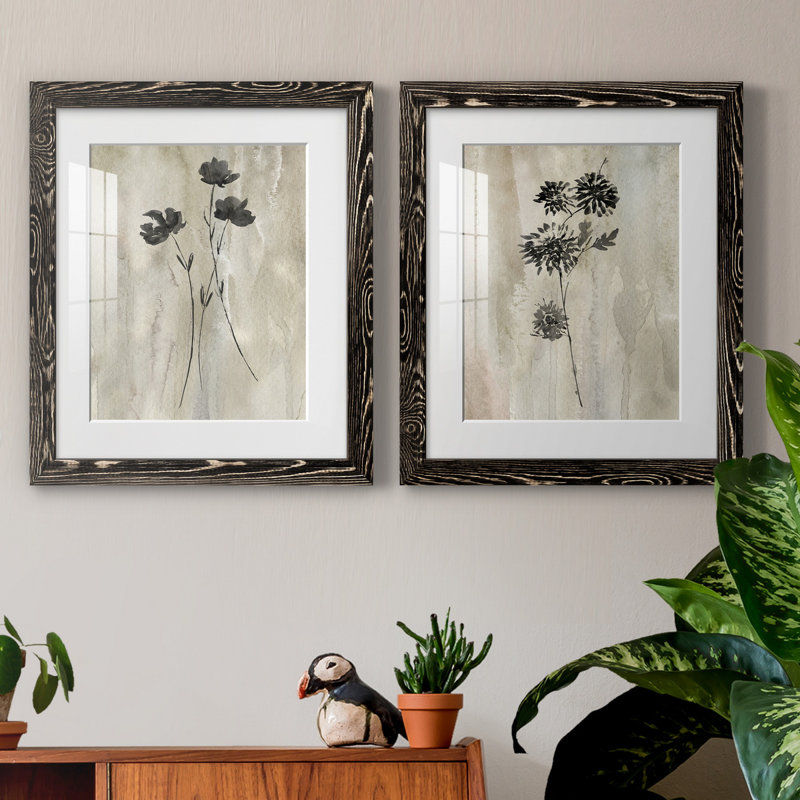 «Sumi-E Silhouette III», ensemble de 2 reproductions d'art, Impression encadrée avec passe-partout, H 24 po x l 36 po