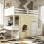 Lit mezzanine simple avec bureau, tiroirs et escalier de rangement
