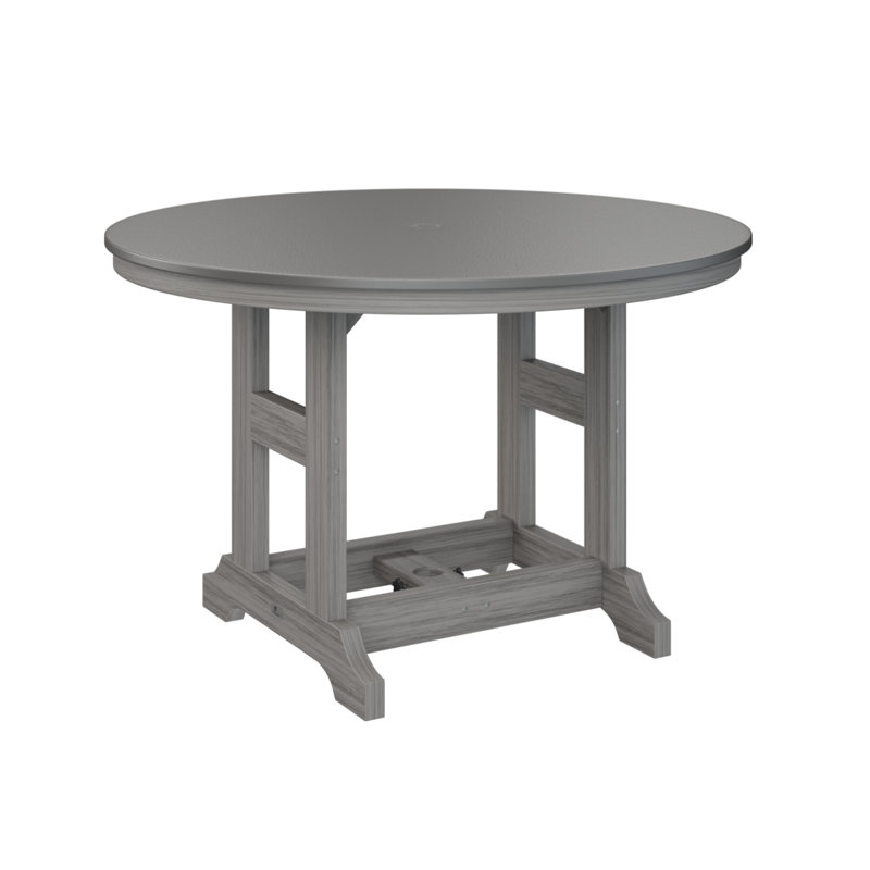 Table de bar ronde Berlin Garden, Acier inoxydable martelé, Bois flottant gris, H 39,5 po x l 48 po x P 48 po