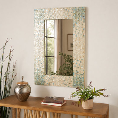 Miroir mural en nacre bleu