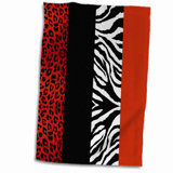 WildFusion 3D Animal Print Towel - White Leopard & Zebra Design, 15x22