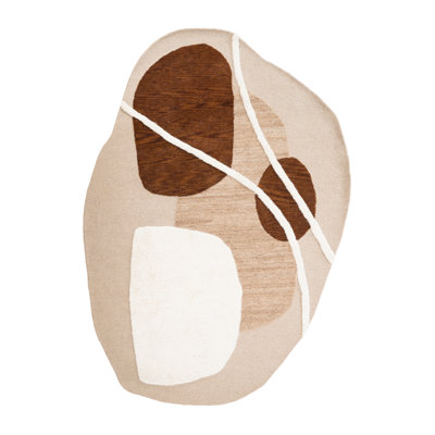 Rug Wool Geometric Area Rug in Brown