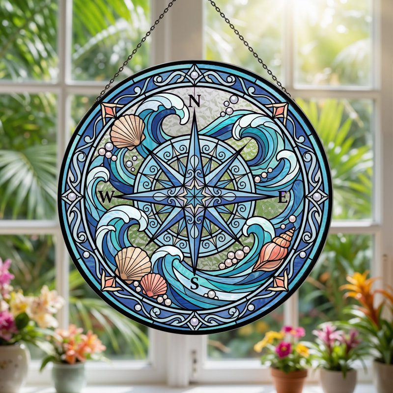 Vitrail Compass Rose, H 7,8 po