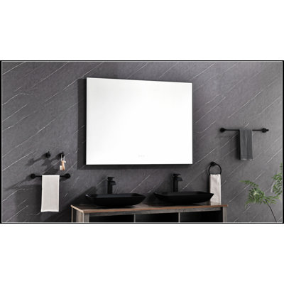 Miroir de salle de bain 48 po x 36 po à DEL avec rétro-éclairage antibuée et fixation murale pour des reflets clairs