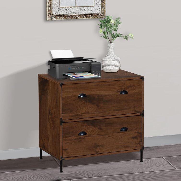 White sideboard with 1 door and 4 brown drawers - Mobili Rebecca