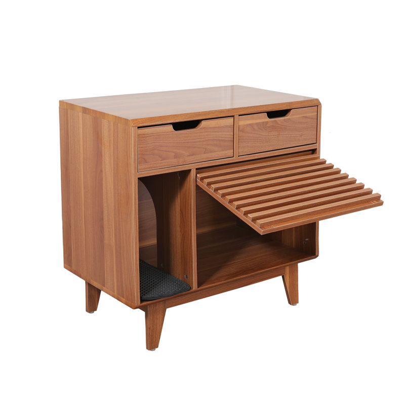Enceinte de litière pour chat avec 2 tiroirs, meubles cachés pour litière pour chat, armoire pour litière cachée pour chat