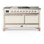 Majestic III Series 60 Inch Dual Fuel Range with 7 Sealed Burners, Griddle, Frenchtop in Antique White (Natural Gas, Copper Trim)-553012103-553012106-553012108