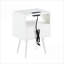 Table basse en rotin blanc avec prise de courant Ports USB, pieds en bois massif pour le salon / la chambre à coucher-56540954