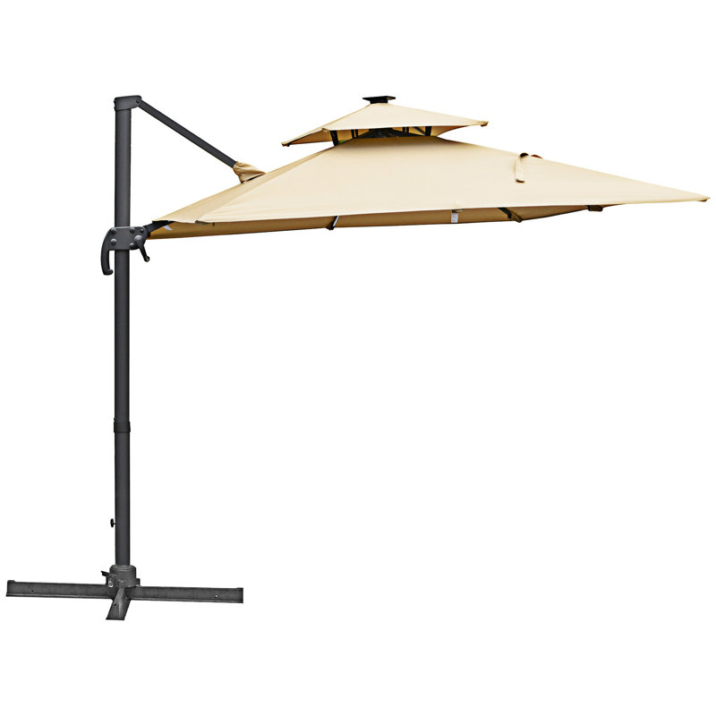 Parasol de patio extérieur avec banc d'alimentation, L 117,02 po x P 97,82 po, Aluminium