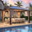 Patio Hardtop Steel Gazebo with Polycarbonate Roof, Curtains and Netting-107244775
