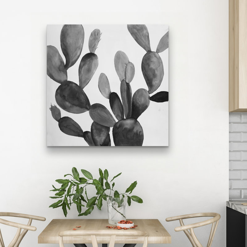Grayscale cactus - 32"x32" art on canvas