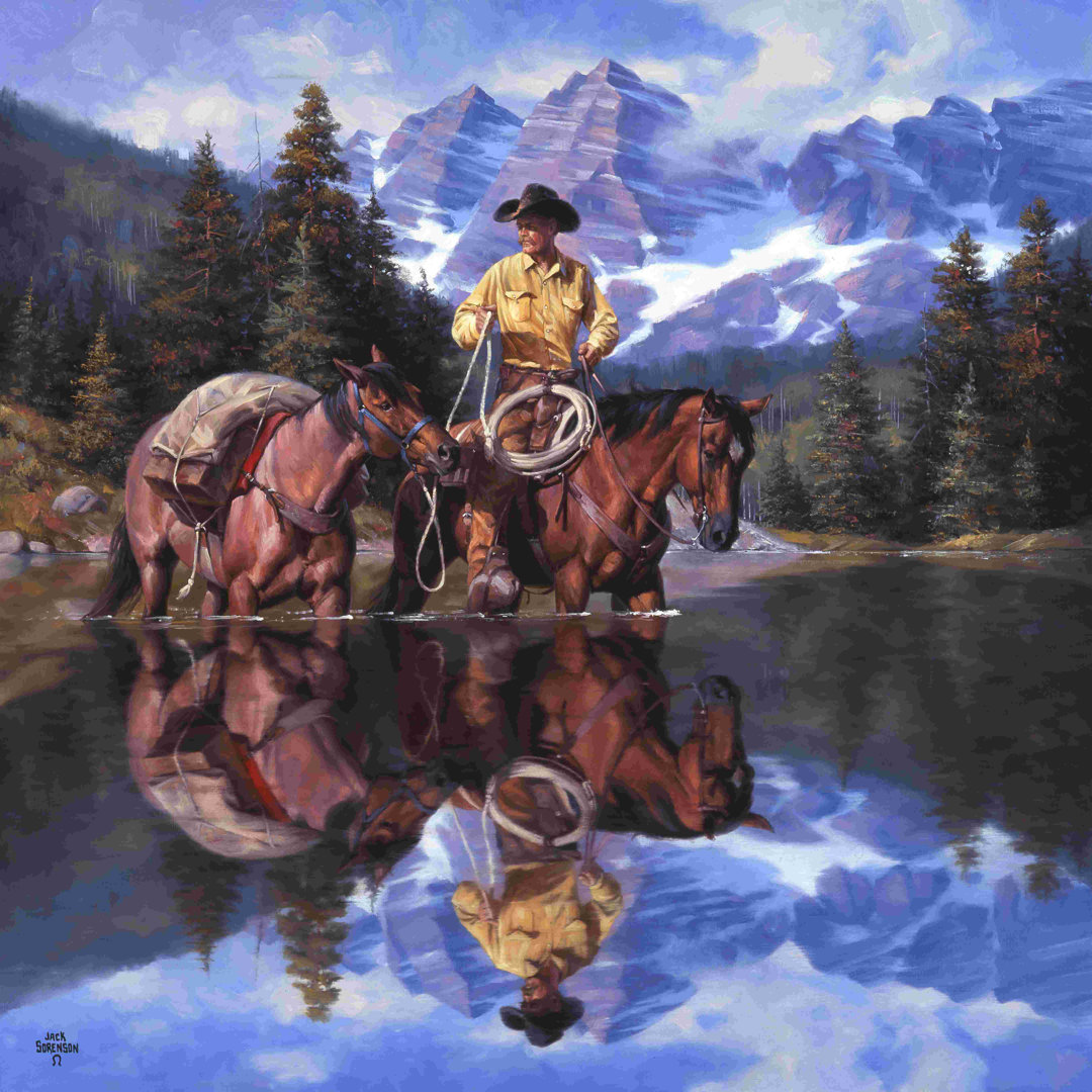 " Reflections Of The Rockies " by Jack Sorenson Painting Print Loon Peak® 
