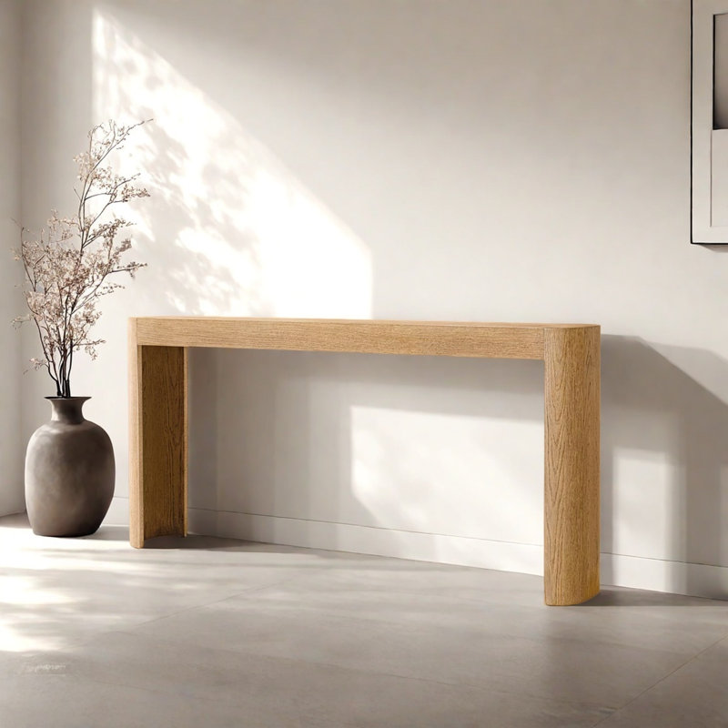 Rural Retro Minimalist Art Console Table, Natural Wood