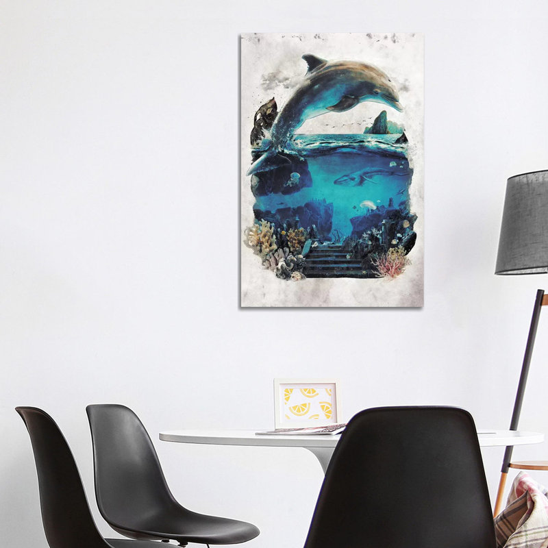 Dolphin Surreal by Barrett Biggers - Wrapped Canvas Print, 101.6 cm H x 66.04 cm W x 3.175 cm D