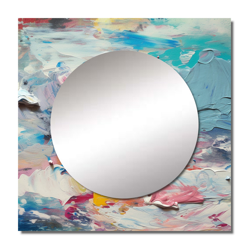 Neveya - art abstrait de miroir mural de salon carré, 23 po x 23 po
