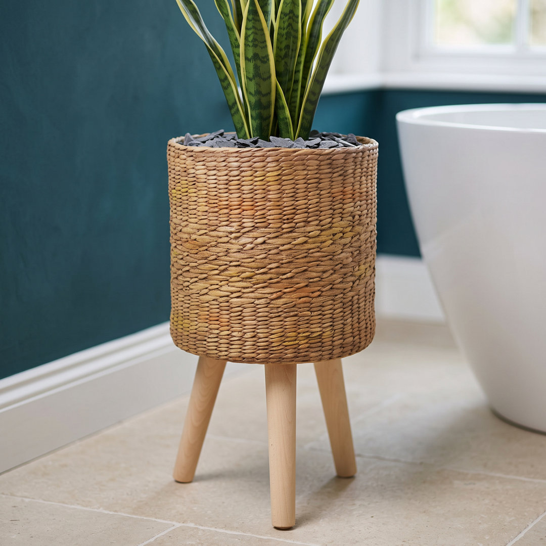 Rattan Effect Fibreglass Composite Indoor Planter With Legs 54 X 30Cm - Size: 54 X 30 X 30Cm - Wilko Brown Leaf - Image 4
