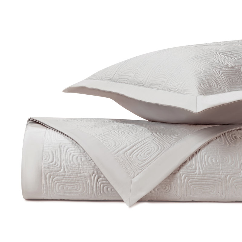 Maze Quilted Sateen Coverlet Set, King Coverlet + 2 King Shams, Oyster