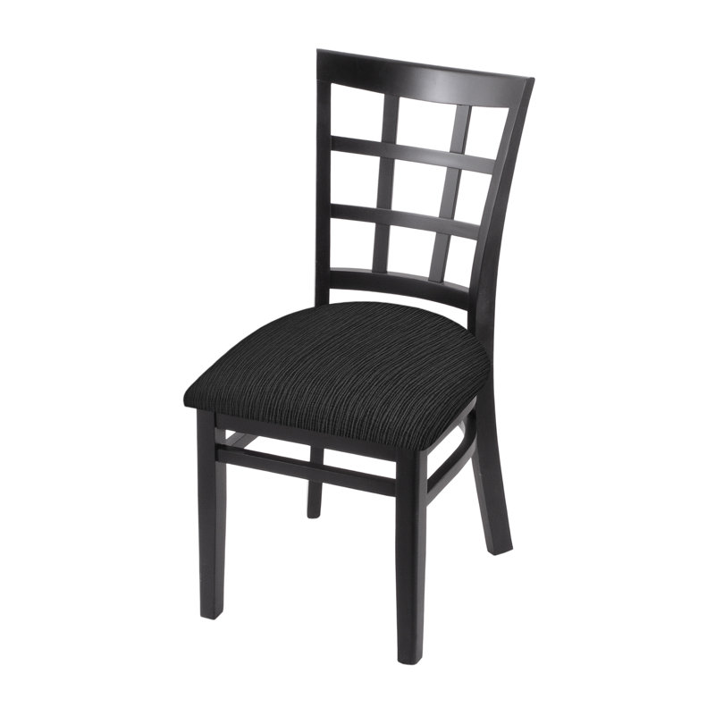 Chaise d'appoint à dossier échelle en bois massif, Noir, Charbon graphique