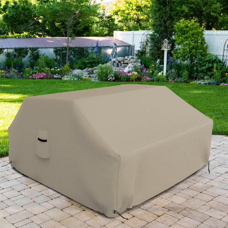 Heavy Duty Outdoor Waterproof Picnic Table Cover,All Weather Protection UVResistant Game Table Cover, Beige