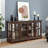 LED light TV Stand with Glass Doors and Adjustable Shelves-1490267602