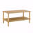 Natural Wood 2-Tier Coffee Table – Rectangular Center Table with Open Storage Shelf & Rubberwood Legs