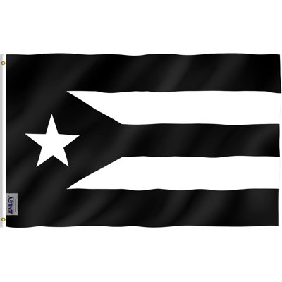 36"H X 60"W Puerto Rico Black Flag Polyester House Flag