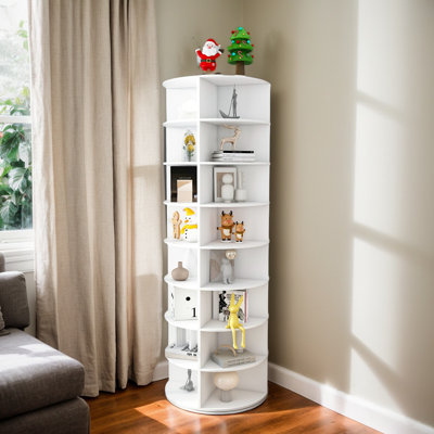8-Tier Rotating Shoe Rack Tower, 360° Display Round Spinning Shoe Rack, Small Space Rotating Bookshelf Tower For Bedroom, Living Room, Home, Office