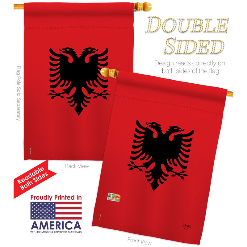 Drapeau de maison en polyester 3 côtés 3 pi x 2 pi 3 pi Albania