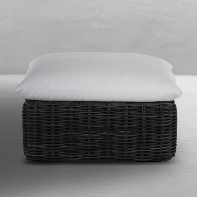 Montecito N-Dura Resin Wicker Outdoor Woven Ottoman - Onyx, 34.5 In.
