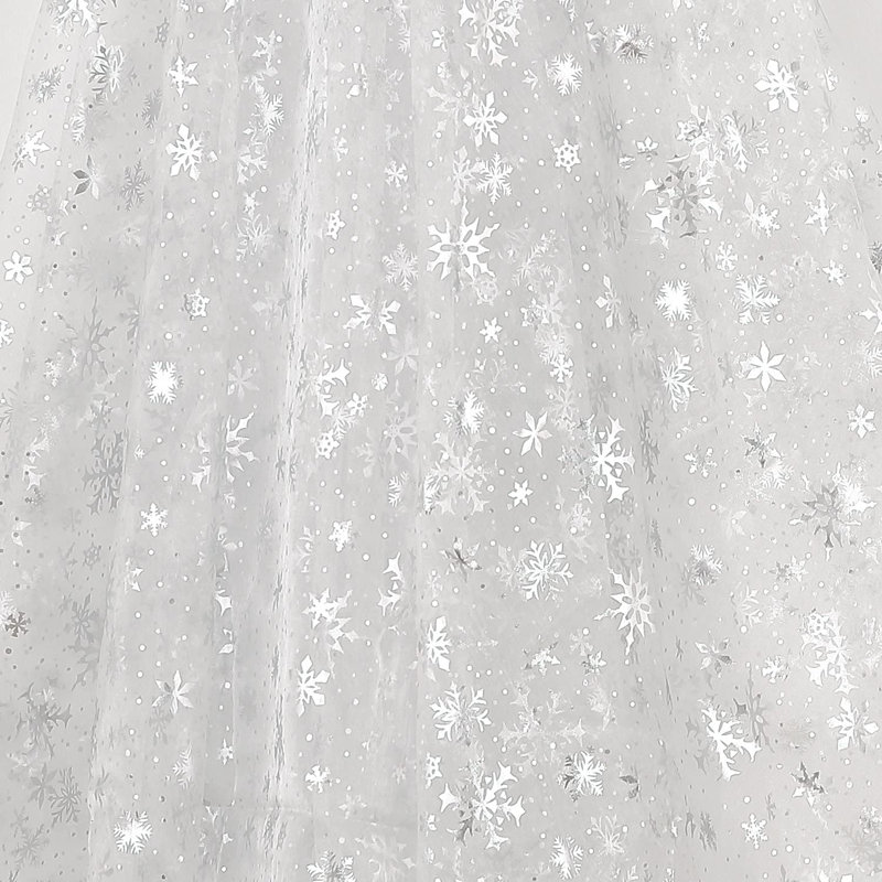Organza Sheer Rectangular Snowflake Silver Foil Tablecloth