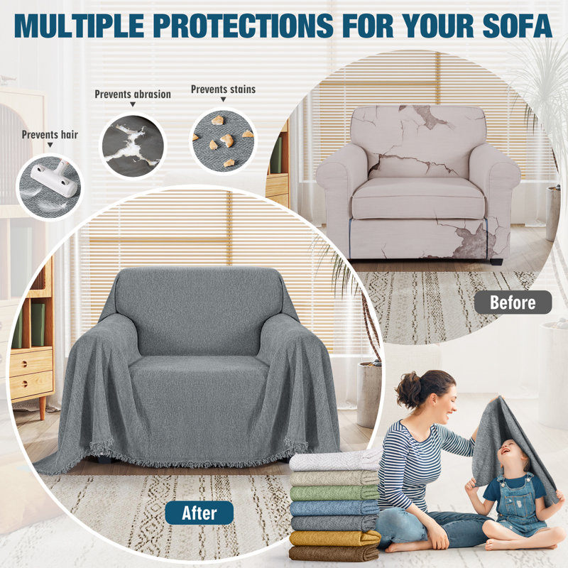 Wald Soft Sofa Cover,Washable Sectional Slipcover,Durable Sofa Blanket Couch Cover,Pet Friendly Bed Cover