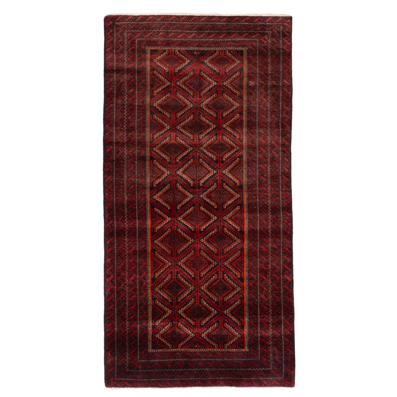 Tapis rouge Baluch 3 pi 1 po x 6 pi 1 po