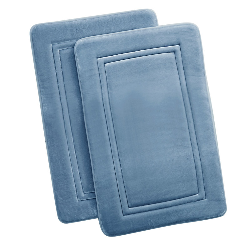 Baysen Memory Foam Bath Rug, Blue, 20" W x 30" L