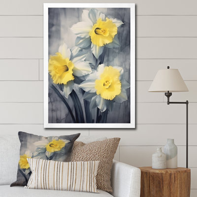 «Yellow Grey Natures Daffodils Impression I» sur toile