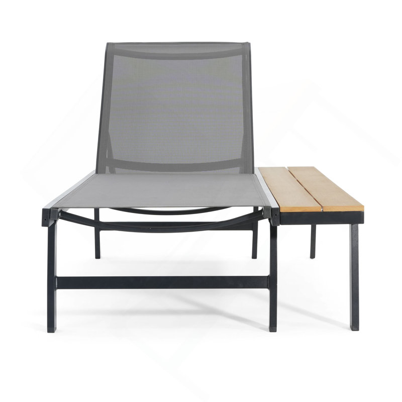 Chaise longue Waterloo avec table d'appoint en bois, 1 pièce, 1