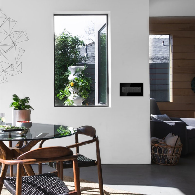 Adorne® 4 -Gang Rocker Wall Plate, Mirror Black