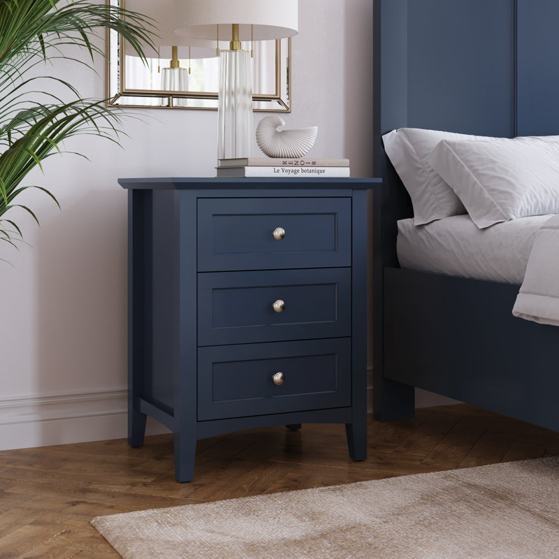 3 Drawer Bedside Table, Blue
