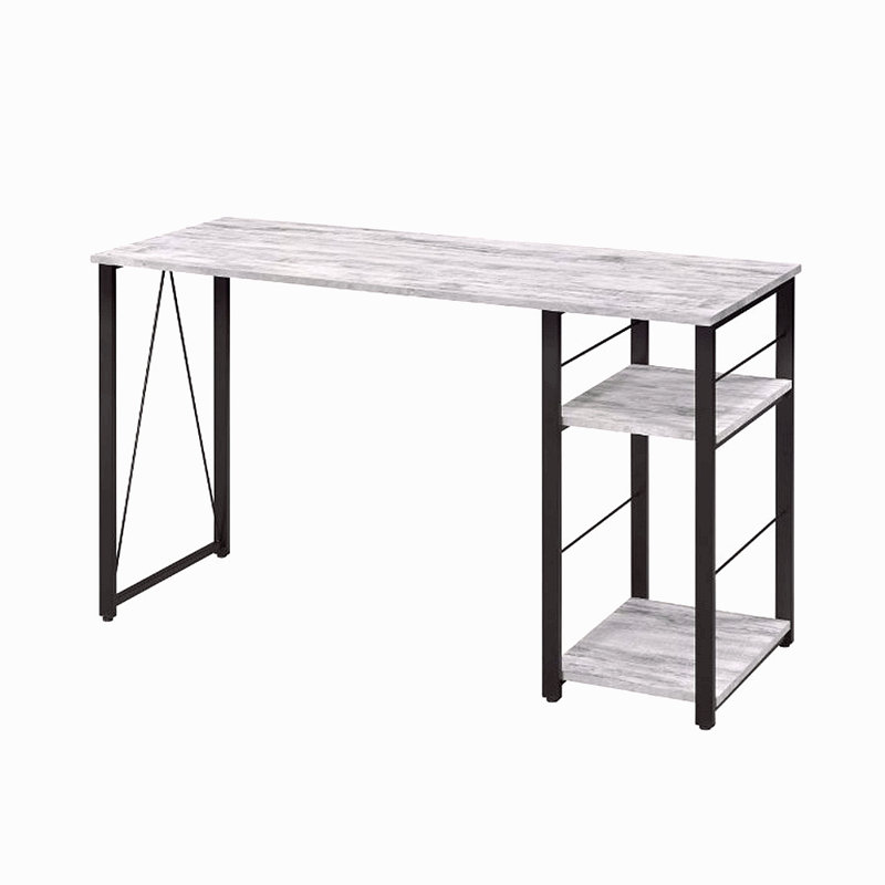 Rectangular Writing Desk With 2 Tier Shelf, White
