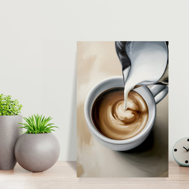 «Creamy Coffee Pour», art mural contemporain, H 18 po x l 12 po