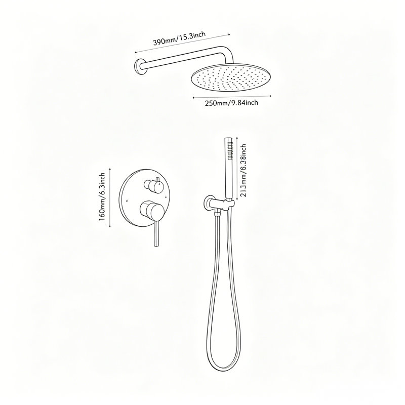 Topcraft 10-Inch Stainless Steel Rain Shower System With Handheld Showerhead, Matte Black