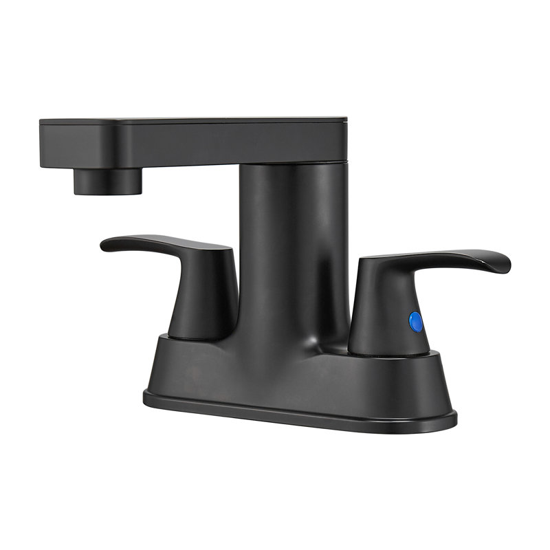 Robinet pour salle de bain à 2 poignées avec ensemble de drain Centreset, Noir mat