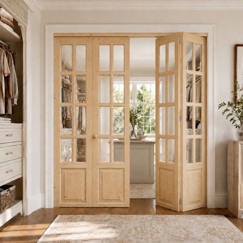 Double porte pliante 60 panneaux x 60 po en bois massif 60 po x 80 po avec quincaillerie d'installation, 60 po x 80 po
