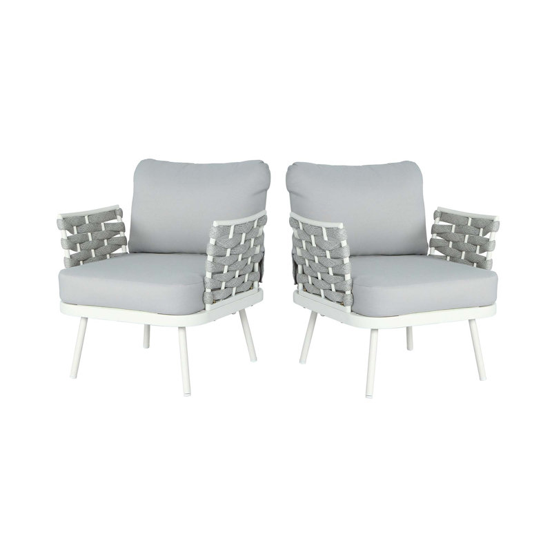 Ensemble de 2 fauteuils club Mariano, Gris, Blanc cassé / blanc