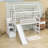 Twin Size House Loft Bed with Storage Staircase and Slide-801579624