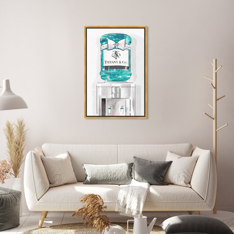 Bijou de watercooler - impression, H 24 po x l 16 po, Cadre doré