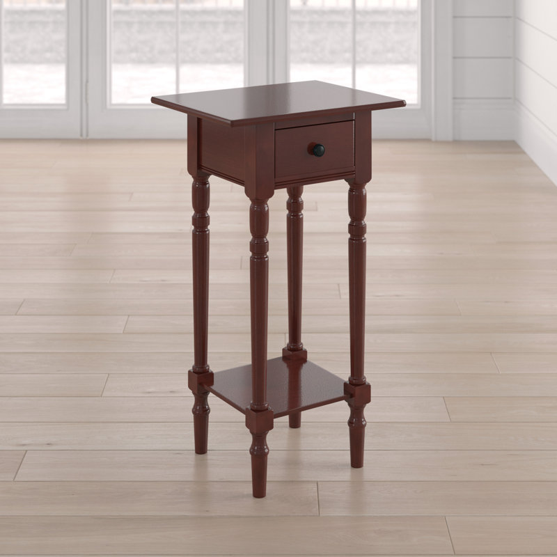 Malmesbury Solid Wood End Table with Storage, Red